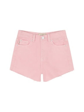 DL Lucy Shell Pink Hi-Rise Frayed Shorts