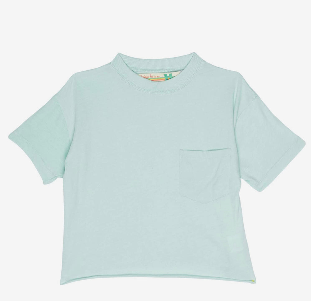 Malibu Mint Cropped Pocket Tee